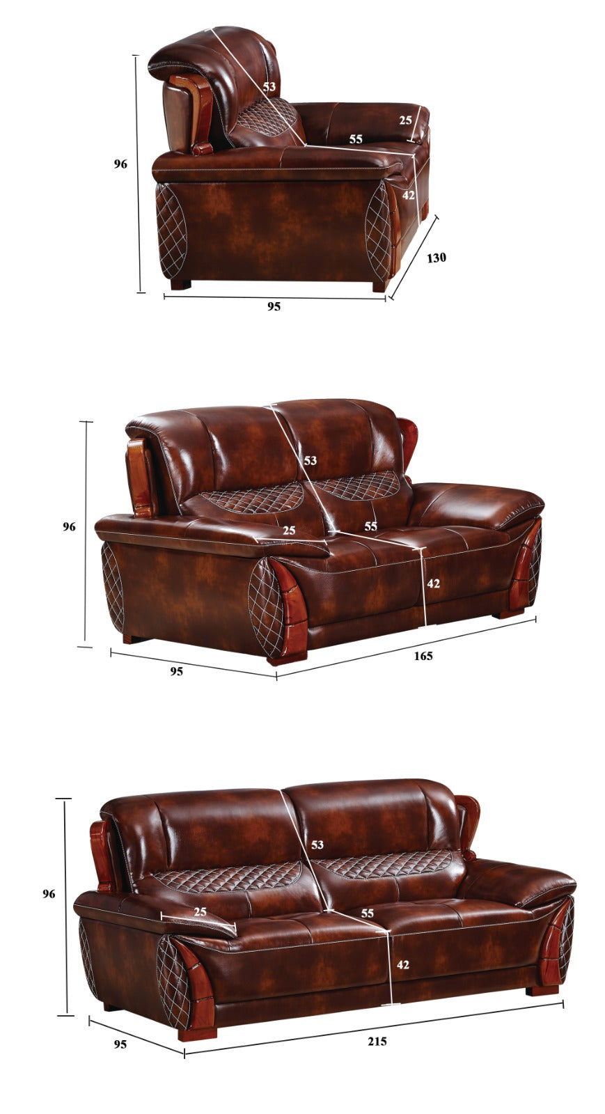 Granor 3+2+1 Seater Genuine Leather Sofa Set