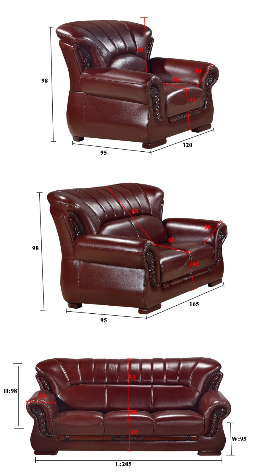 Elmira 3+2+1 Seater Genuine Leather Sofa Set