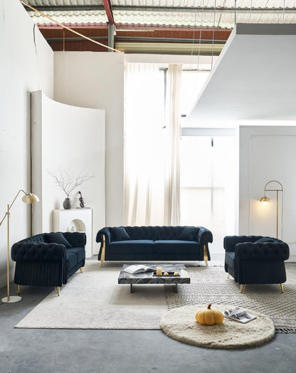 Eden Premium Velvet Luxury Gold Sofa Set