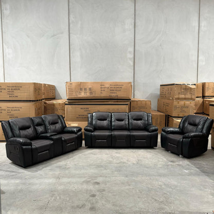 Havana Air Leather Manual Recliner Sofa Set