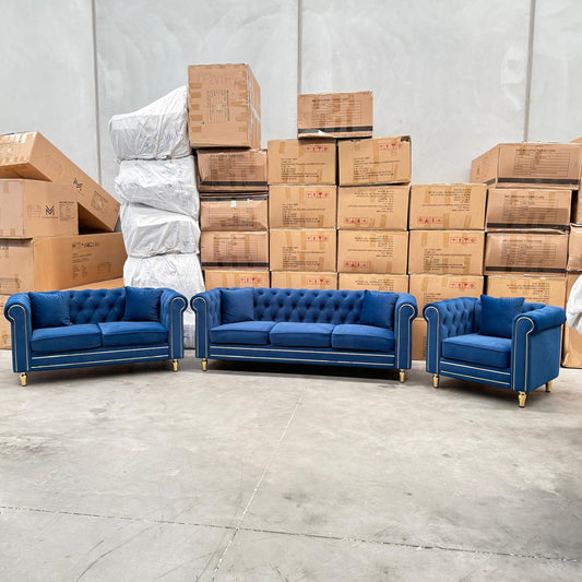 Luxe Premium Velvet Luxury Gold Sofa Set
