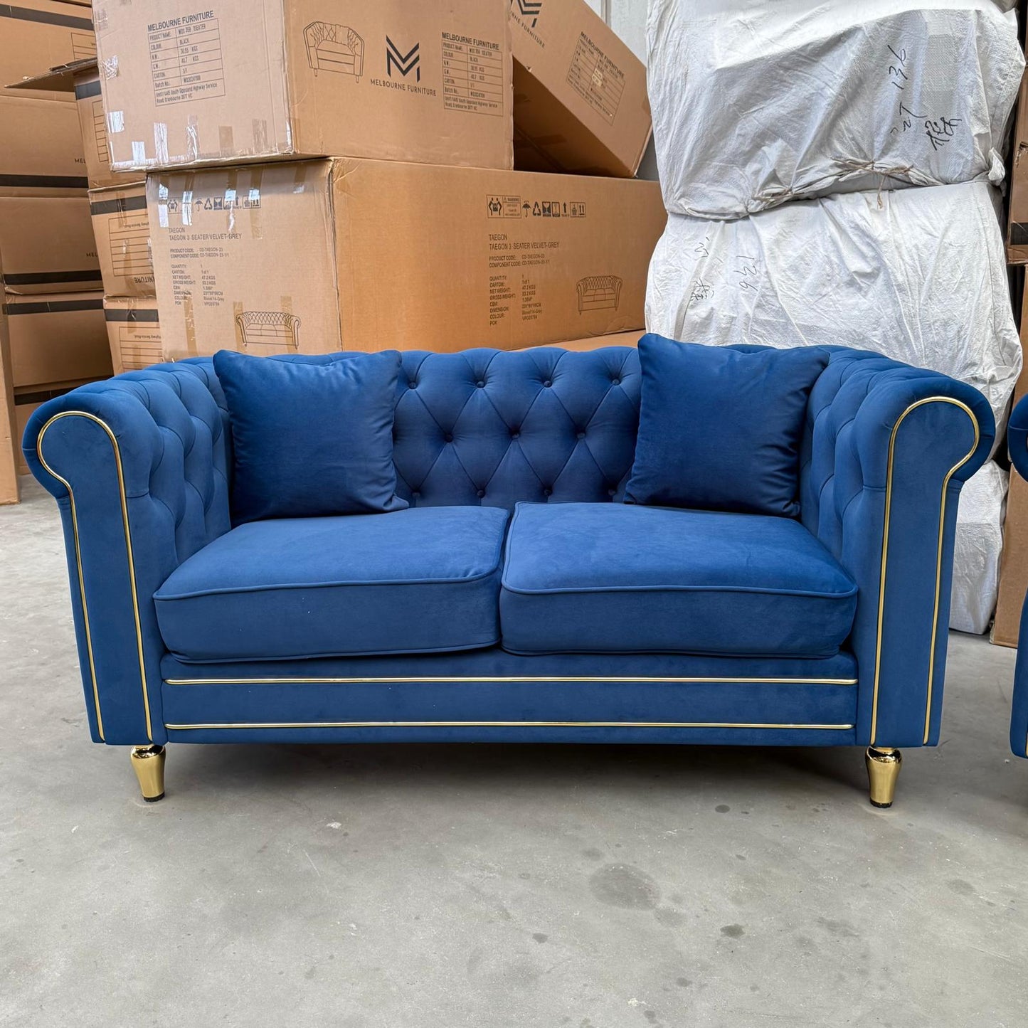 Luxe Premium Velvet Luxury Gold Sofa Set