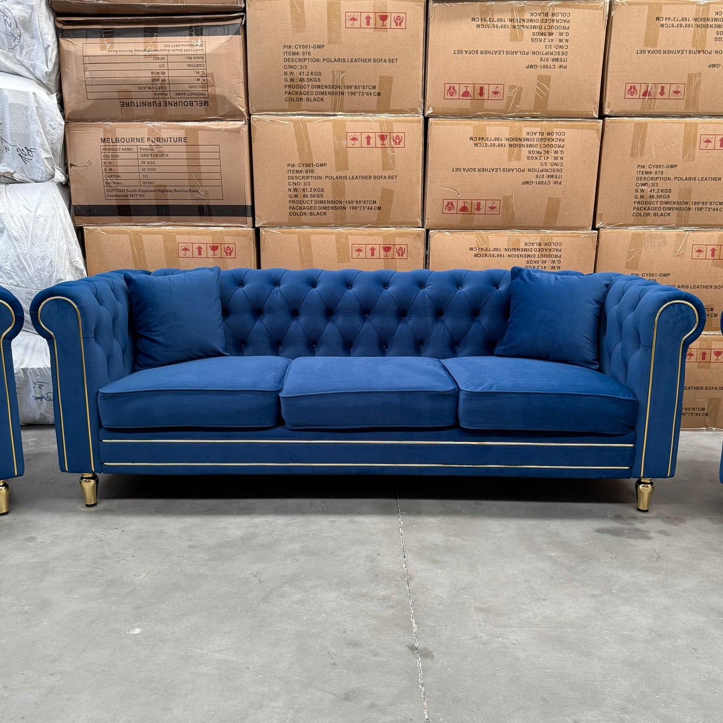 Luxe Premium Velvet Luxury Gold Sofa Set