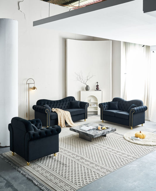 Bliss Premium Velvet Luxury Gold Sofa Set