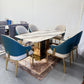 Selena Faux Marble Dining Table + 6 Chairs Set - Gold