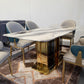 Selena Faux Marble Dining Table + 6 Chairs Set - Gold