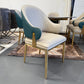 Selena Faux Marble Dining Table + 6 Chairs Set - Gold