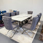 Sierra Faux Marble Dining Table + 8 Chairs Set - Silver