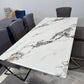 Sierra Faux Marble Dining Table + 8 Chairs Set - Silver