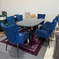 Luner Faux Marble Dining Table + 6 Chairs Set - Black
