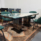 Ava Faux Marble Dining Table + 6 Chairs Set - Black/Green