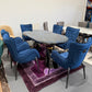 Luner Faux Marble Dining Table + 6 Chairs Set - Black