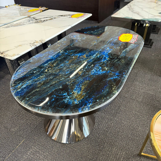 Luner Faux Marble Coffee Table - Black/Blue