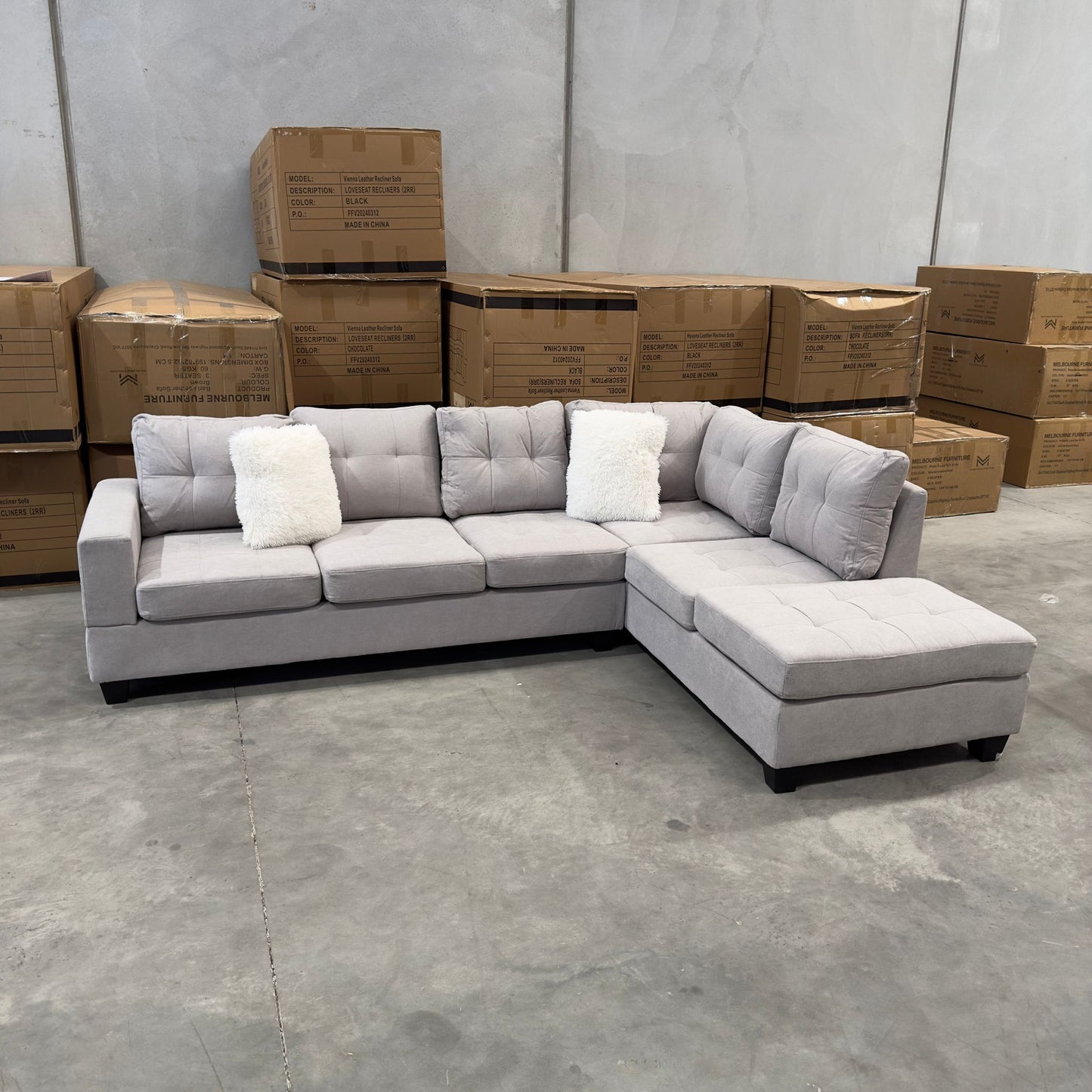 Lincon 6 Seater Sectional Sofa - White Sand