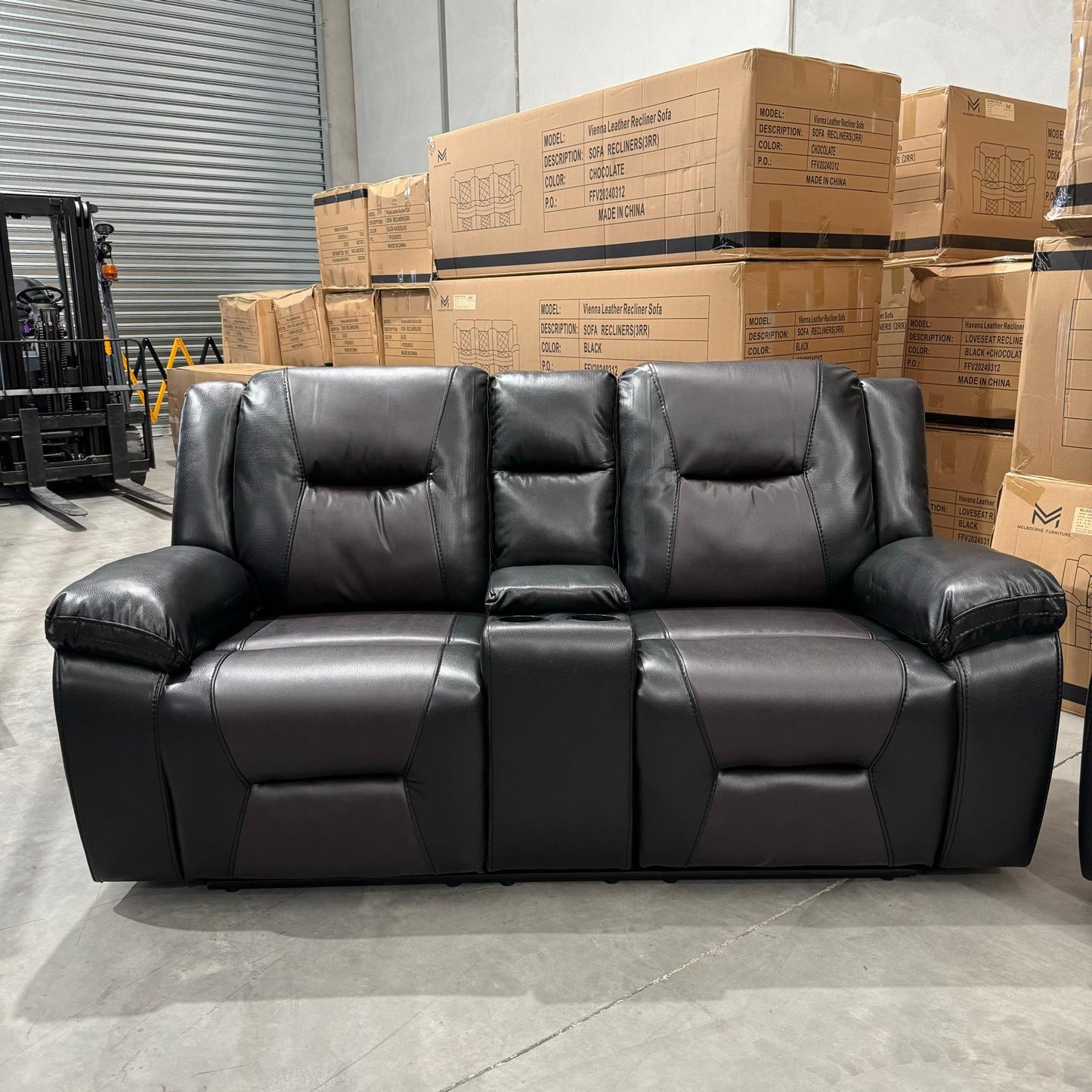 Havana Air Leather Manual Recliner Sofa Set