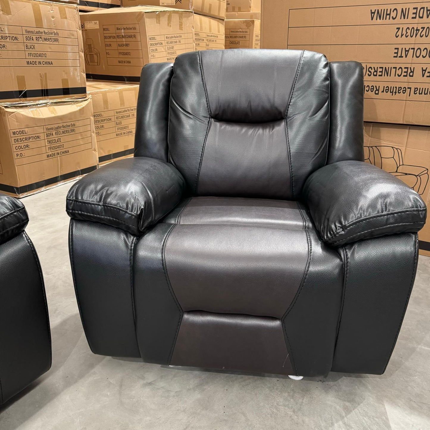 Havana Air Leather Manual Recliner Sofa Set