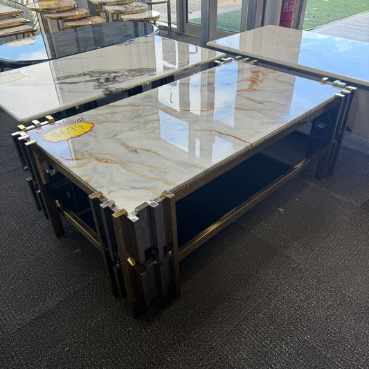 Elsa Faux Marble Coffee Table - Gold/Silver