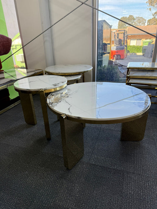 Dablo Faux Marble Coffee Table Set - Gold