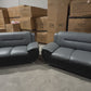 Polaris Air Leather 3+2+1 Seater Sofa Set - Black/Grey(top)