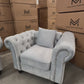 Paris Chesterfield 3+2+1 Seater Sofa Set - Light Grey Velvet