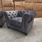 Paris Chesterfield 3+2+1 Seater Sofa Set - Grey Velvet