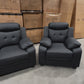 Bari 3+2+1 Leather Sofa Set - Full Black