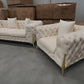 Verona 3+2+1 Seater Velvet Sofa Set - Light Cream