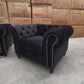 EX-DISPLAY Paris Chesterfield 3+2+1 Seater Sofa Set - Black Velvet